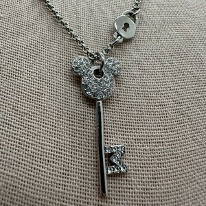 Disney lock and key china silvertone rhinestone necklace